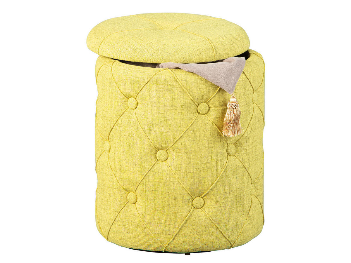POUF gelbgrün und braun - Gelb, Holzwerkstoff (34/40/34cm) - ebuy24