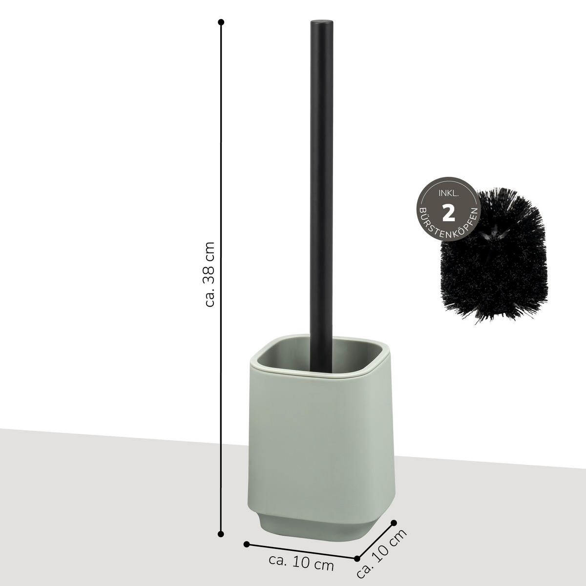 WC-GARNITUR VALONA, Soft-Touch, salbei - Salbeigrün, Kunststoff (10/38/10cm) - eluno