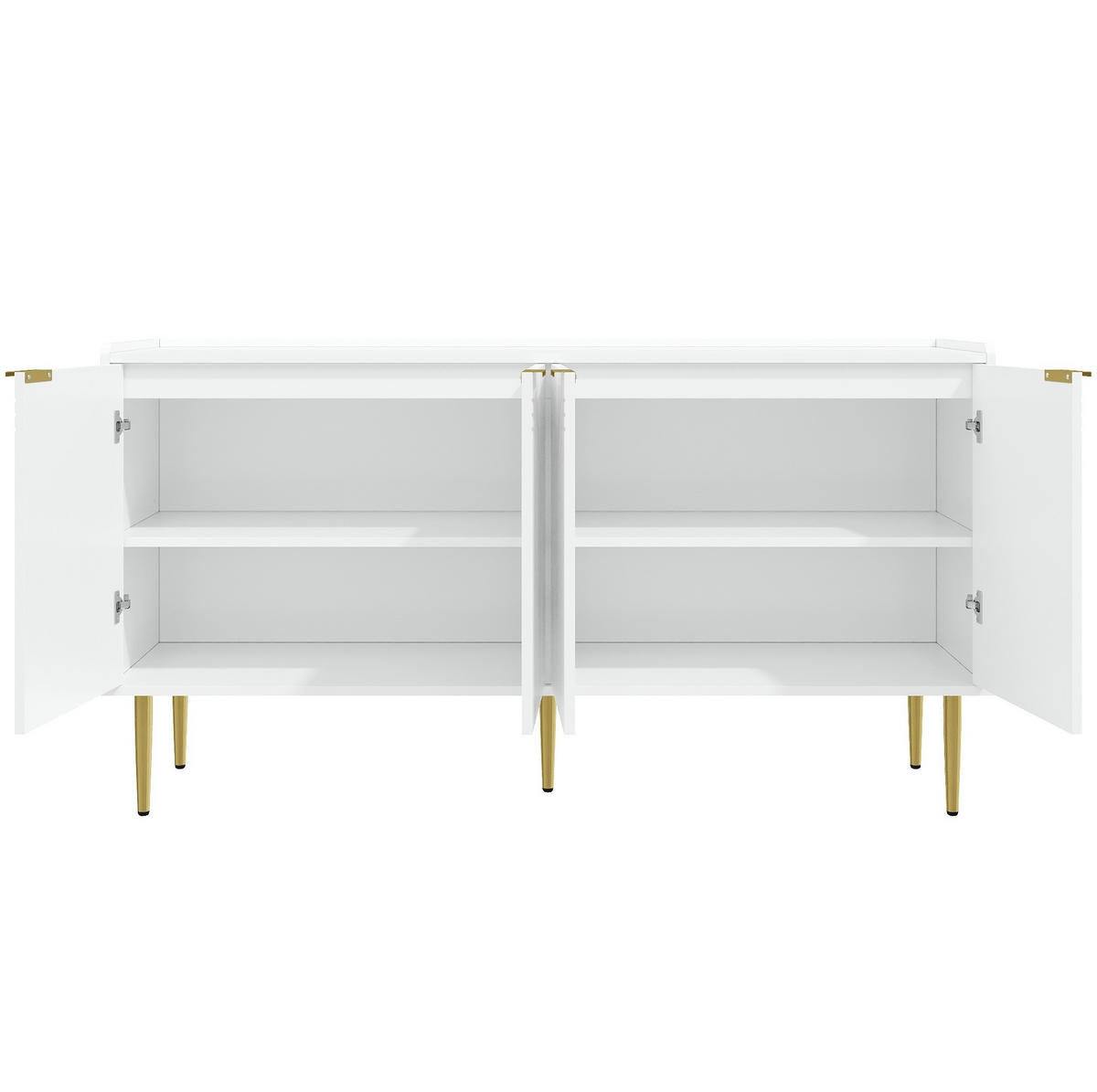KOMMODE 140/38/75 cm aus MDF mit 4 Türen und verstellbaren Einlegeböden Weiß - Weiß, Holzwerkstoff (140/75/38cm) - Modenvie