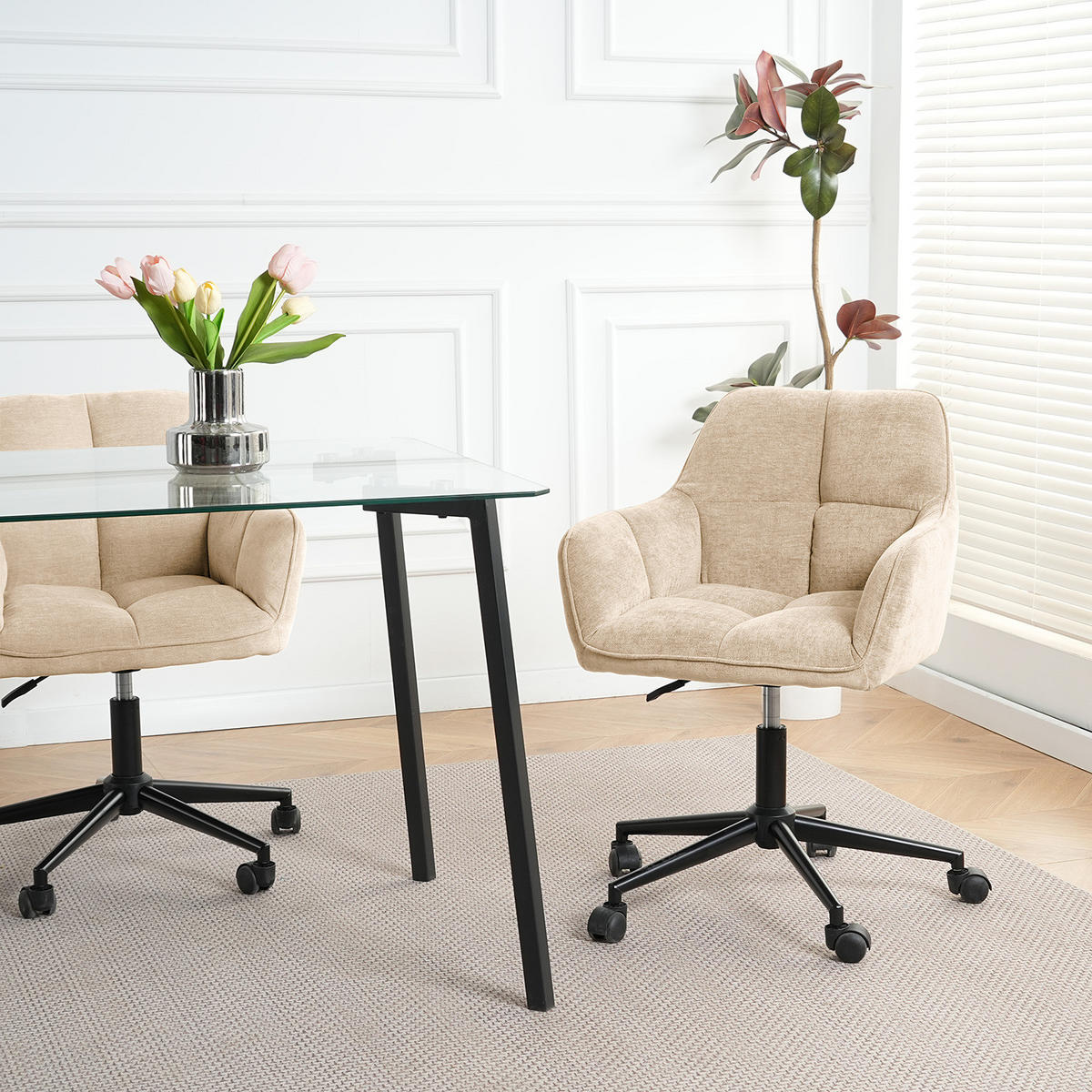 BÜROSTUHL - Beige, Textil/Metall (59/81/62cm) - home24