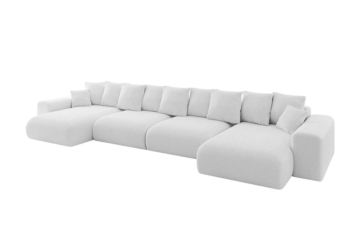 WOHNLANDSCHAFT mit Schlaffunktion ESKAR-U2-464x176x84cm Weiß - Weiß, Holzwerkstoff/Kunststoff (176/72/464cm) - ALTDECOR