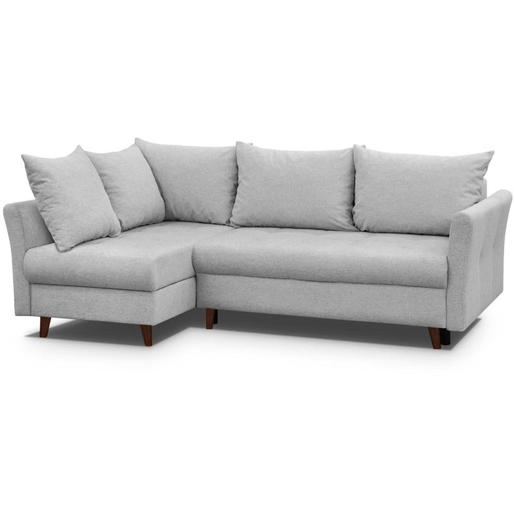 ECKSCHLAFSOFA Neron mit 2 Bettkasten und Beine in Wengefarbe, Hellgrau, links - Wengefarben/Hellgrau, Textil (233/148cm) - Beautysofa