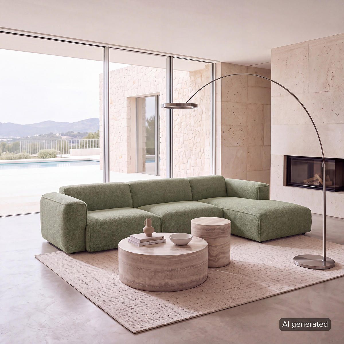 3-SITZER ECKSOFA mit Longchair - Schwarz/Grün, Kunststoff/Textil (317/173cm) - home24