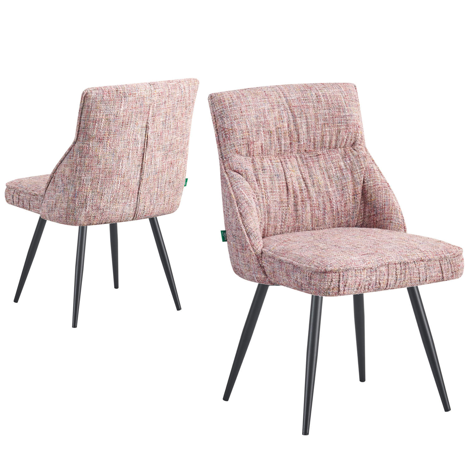 ESSZIMMERSTUHL ALESSIA 2er-Set - Hellrosa/Schwarz, Textil/Metall (49/83/62cm) - DUBI Möbel