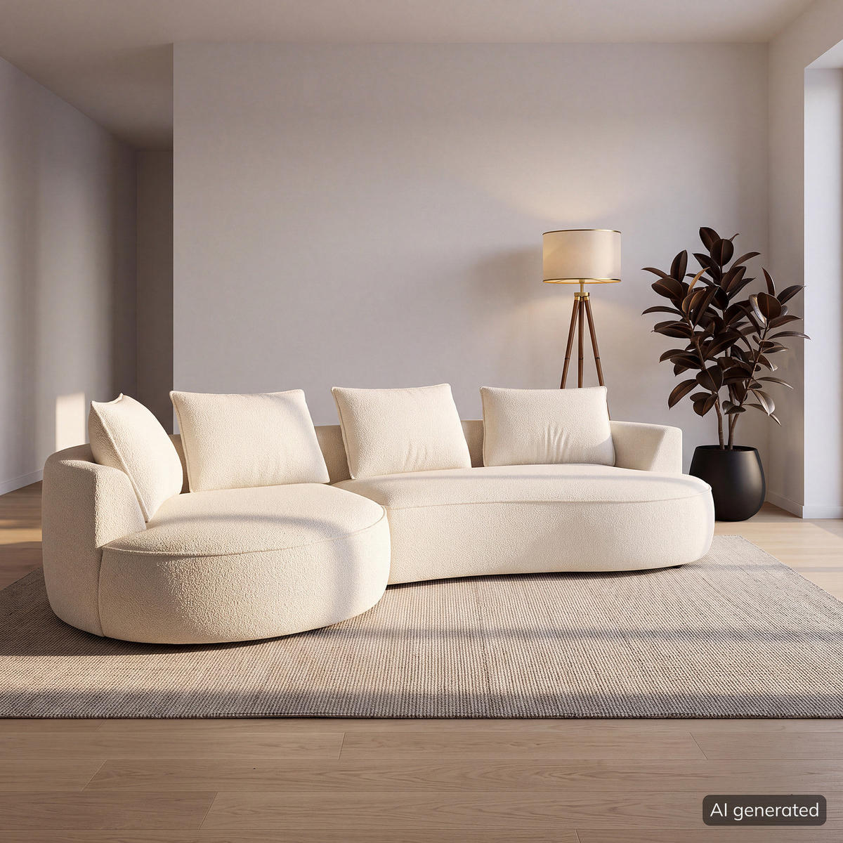 BIGSOFA - Creme/Schwarz, Kunststoff/Textil (322/82/154cm) - home24