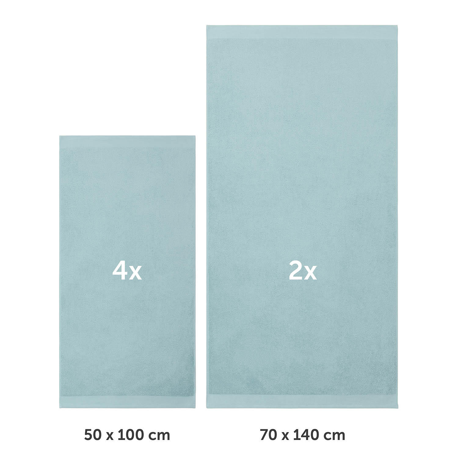 BADETUCH 6-teilig, 2x Badetuch 70/140 + 4x Handtuch 50/100 cm, Hellblau - Hellblau, Textil (70/140cm) - Blumtal