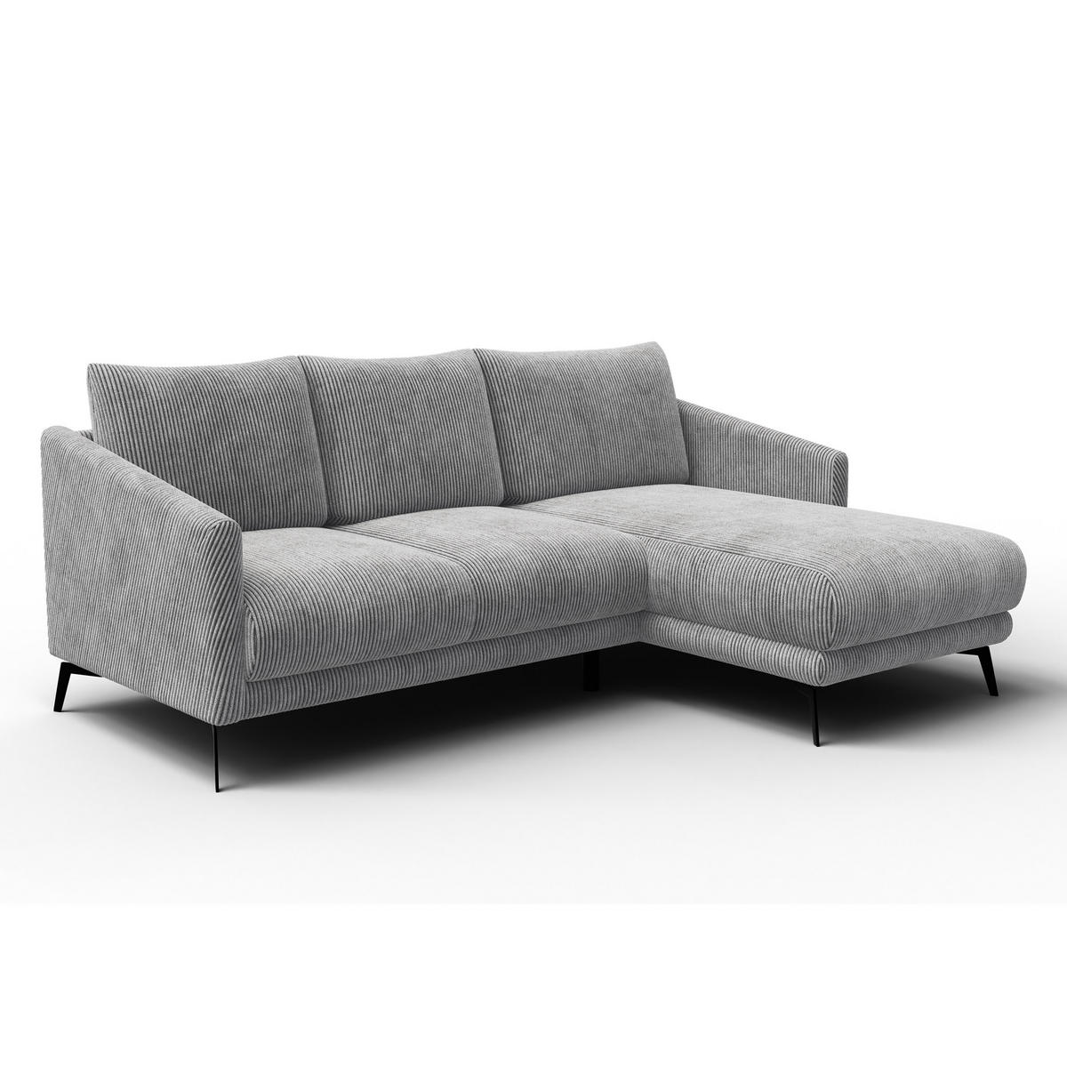 ECKSOFA VILT 3-Sitzer, hellgrau - Hellgrau/Schwarz, Holzwerkstoff/Textil (221/156cm) - Courtois Laville