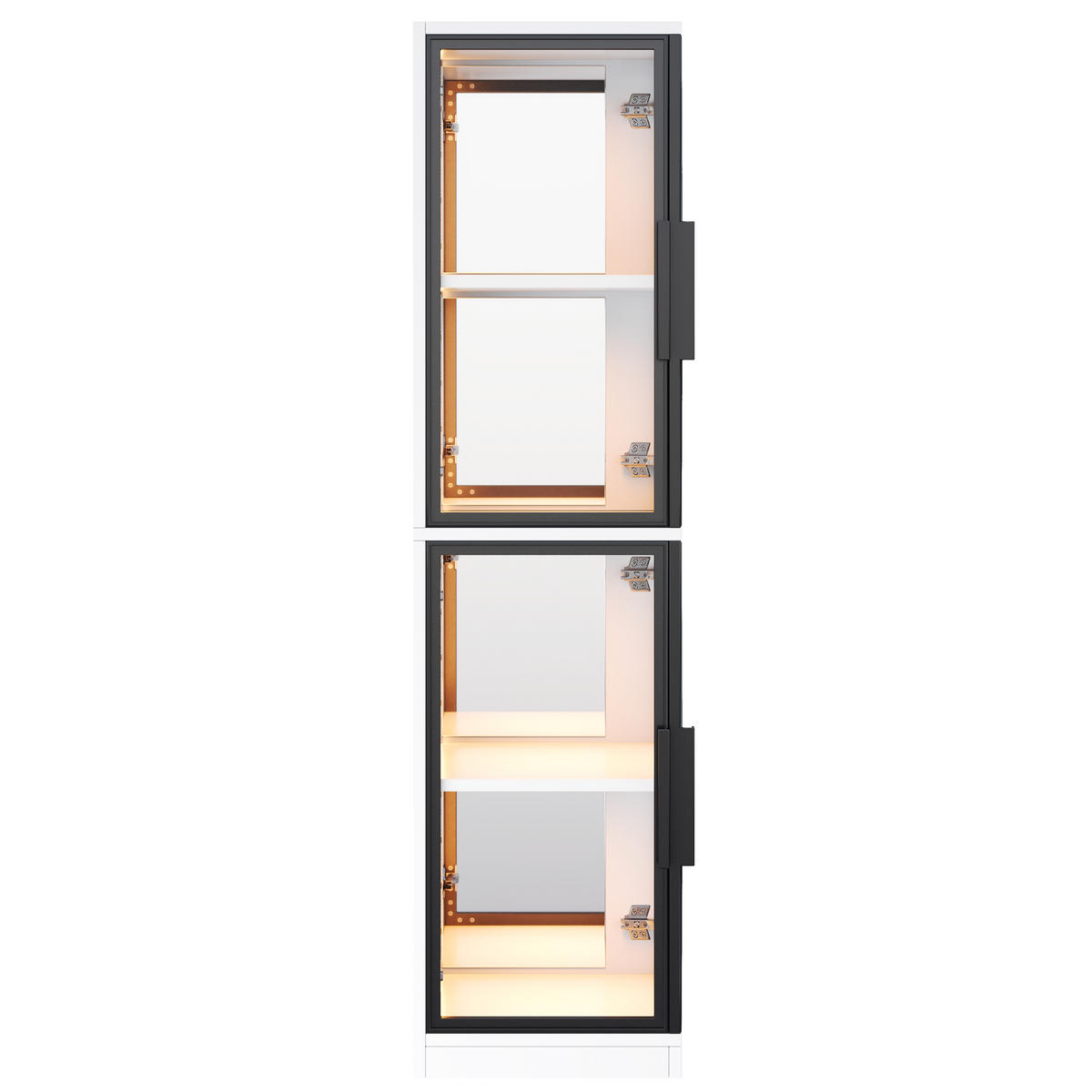 VITRINE LED Glas Spiegelrückwand 164cm Weiß - Weiß, Glas (44/164/42cm) - FLIEKS