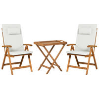 BISTRO-SET Akazienholz Cremeweiß Java Premiuim - Hellbraun, Holz - Beliani