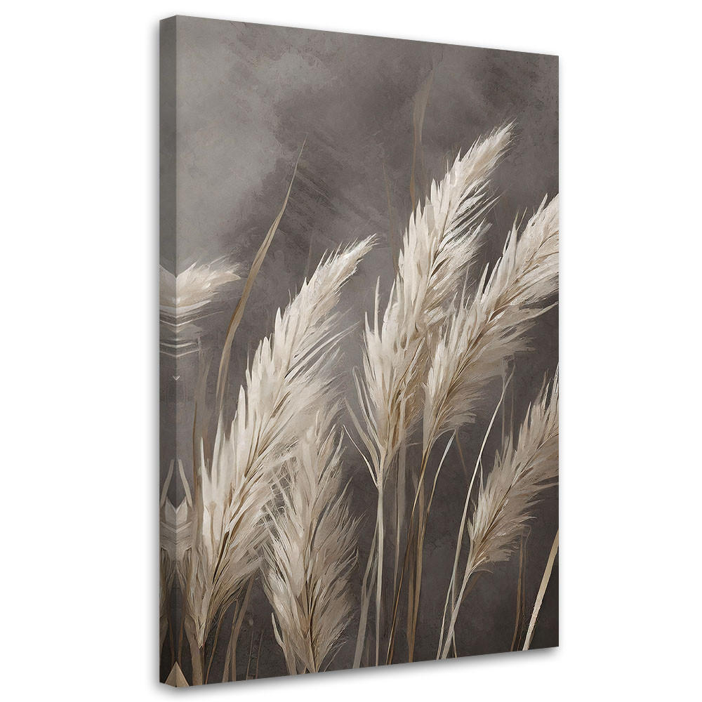 LEINWANDBILD Gras, Natur, Botanik, Beige 40x60cm - Grau, Textil (40/60cm) - Feeby