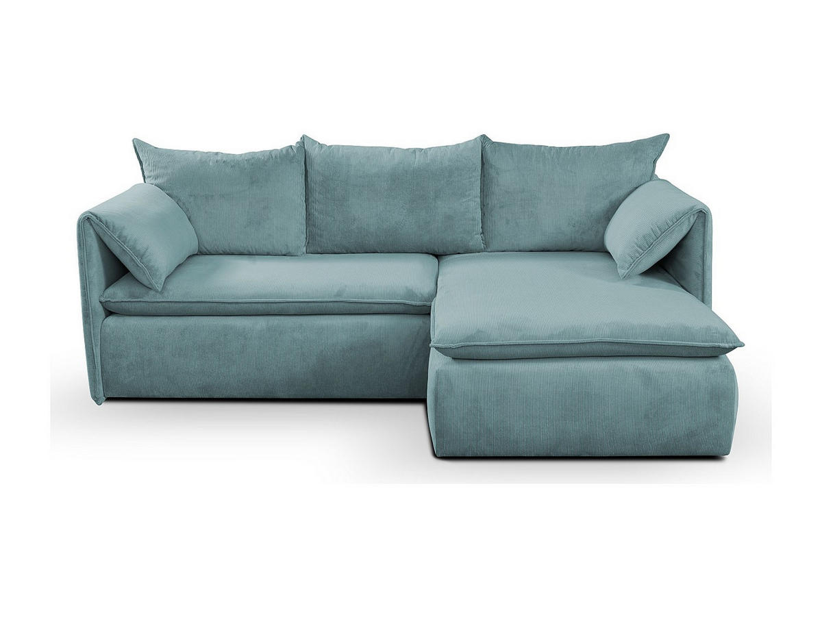 ECKSOFA mit Schlaffunktion - Ecke Rechts - Feincord - Blau - TEODORA - Blau, Textil (230/166cm) - Vente-Unique