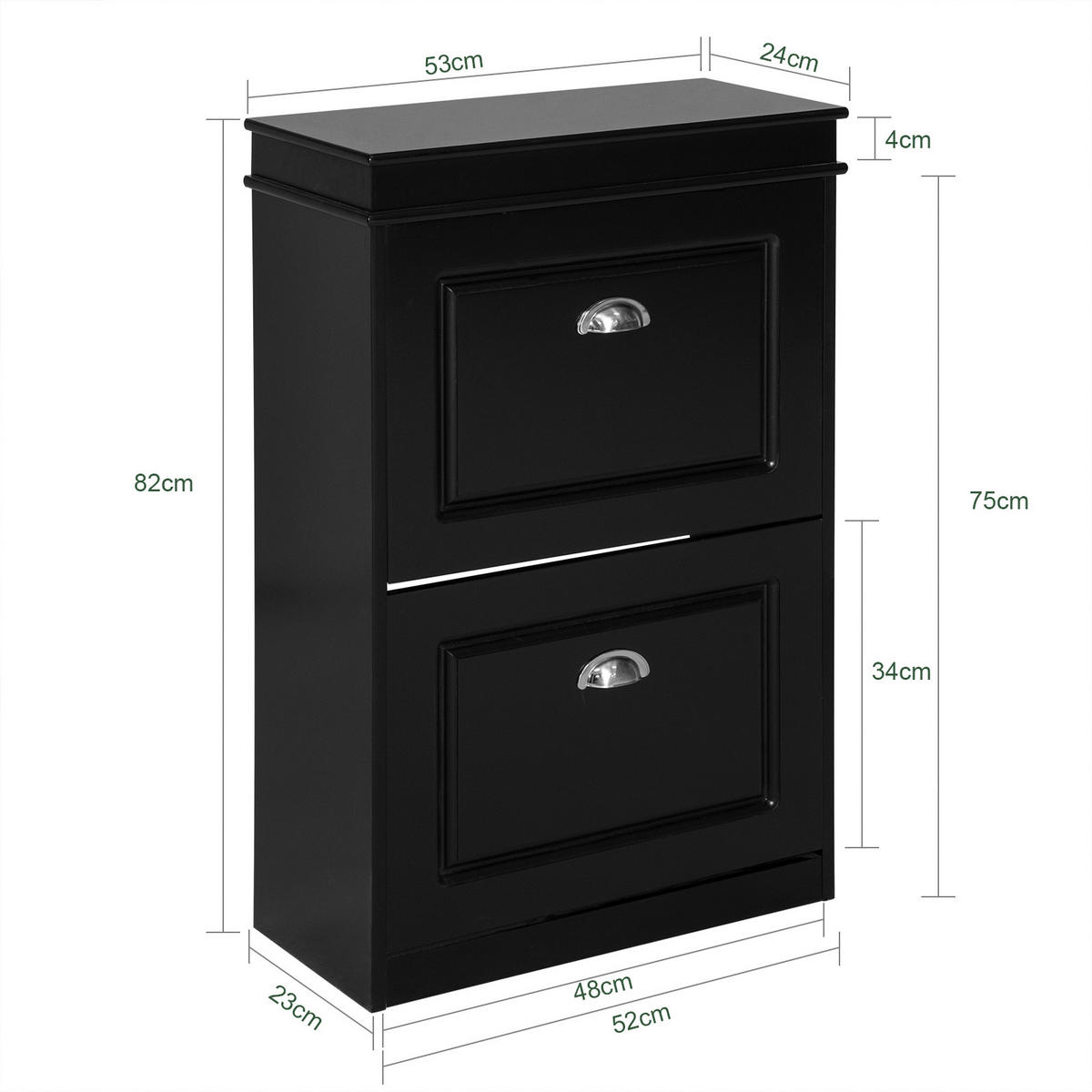 SCHUHSCHRANK Schwarz - Schwarz, Holzwerkstoff (53/82/24cm) - SoBuy