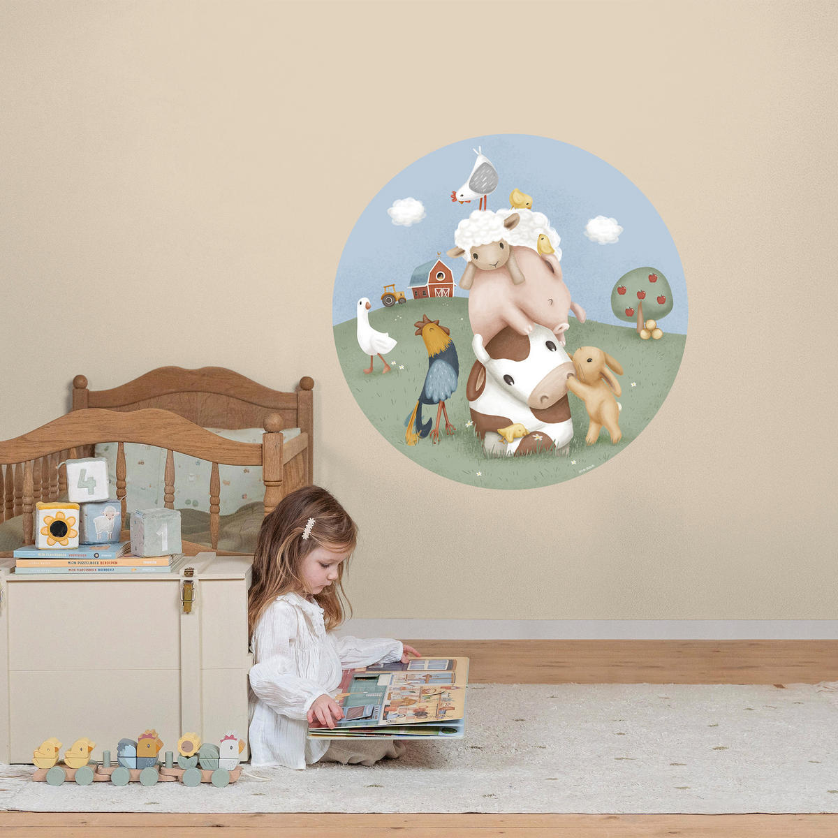 TAPETENKREIS Kinderzimmer Little Farm - Multicolor, Papier/Kunststoff (100/100cm) - Little Dutch
