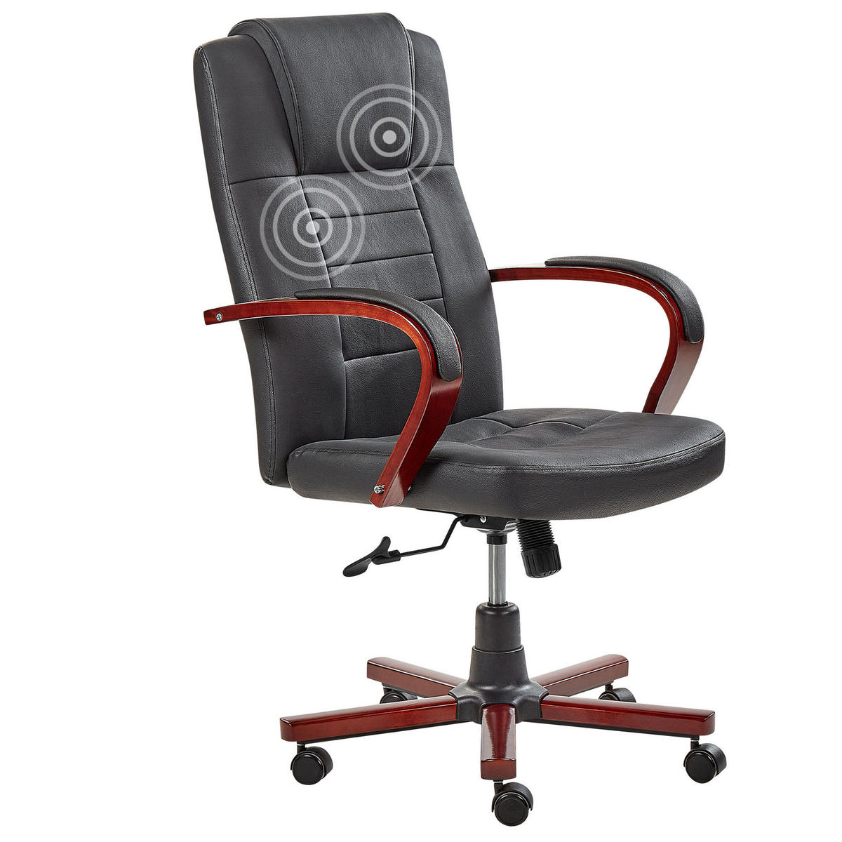 BÜROSTUHL Leder Schwarz Diamond - Schwarz, Holz/Fell (67/114/67cm) - Beliani