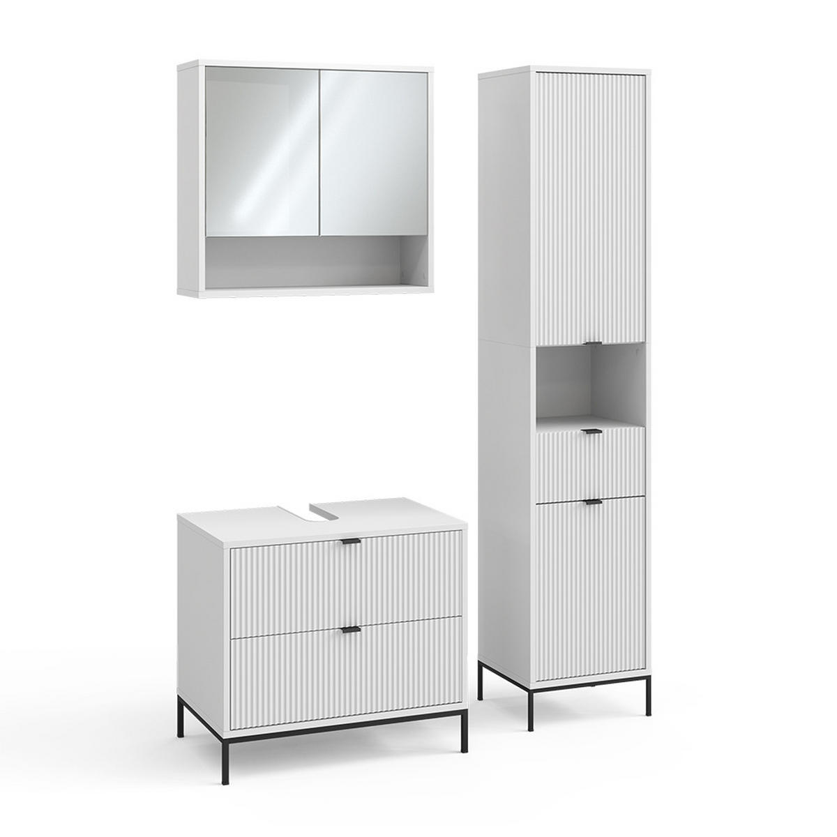 BADMÖBEL-SET Eliza Weiß 3 Teile - Weiß, Holzwerkstoff (70/63/45.1cm) - Vicco