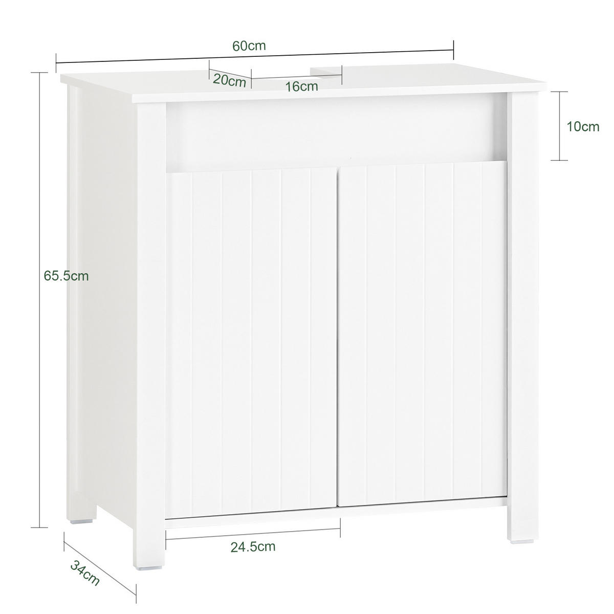 WASCHBECKENUNTERSCHRANK Weiß - Weiß, Holzwerkstoff (60/66/34cm) - SoBuy
