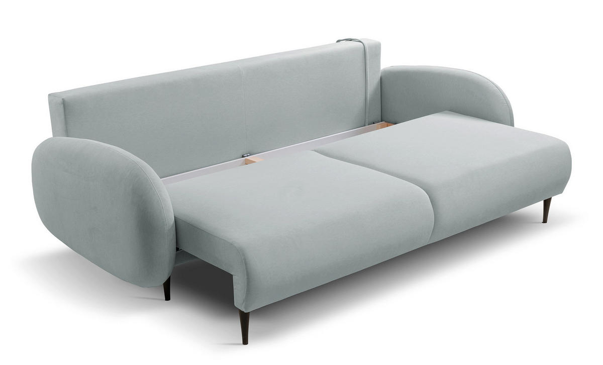 SCHLAFSOFA Bafra Grau Velours - Schwarz/Grau, Holz/Textil (232/92/102cm) - Selsey