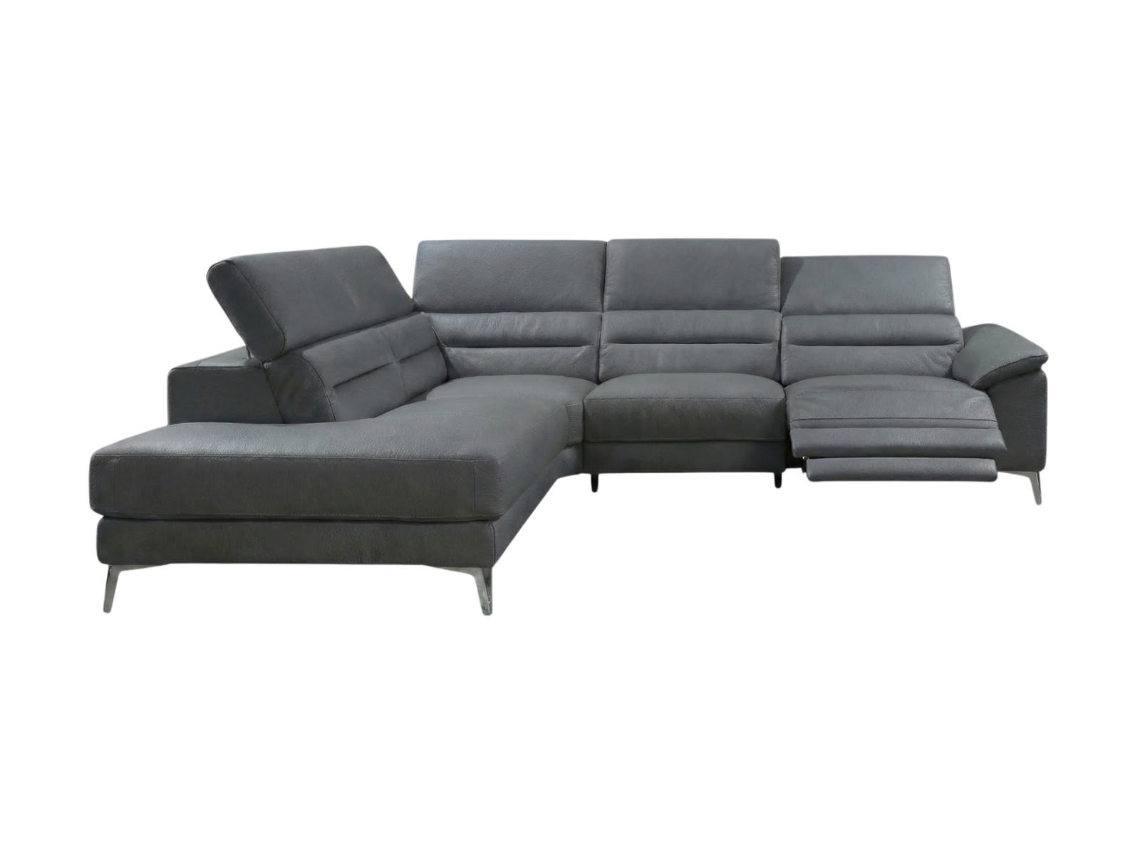 ECKSOFA Tucano Echtleder mit 1 x Relaxfunktion Anthrazit - Anthrazit, Leder/Metall (232/258cm)