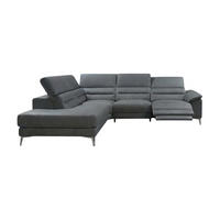 ECKSOFA Tucano Echtleder mit 1 x Relaxfunktion Anthrazit - Anthrazit, Leder/Metall (232/258cm)
