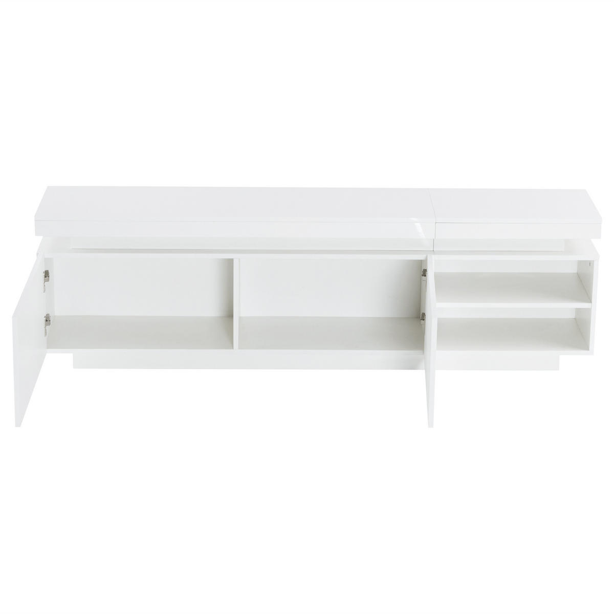 TV-SCHRANK Lowboard Modern Hochglanzweiß LED-Beleuchtung Stauraum bis 70 Zoll - Weiß, Holz (43.94/18.8/62.99cm) - FLIEKS