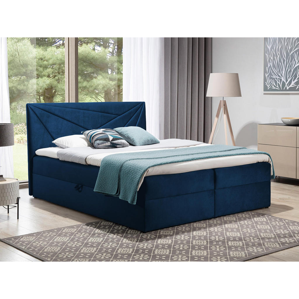 Thumbnail - Mirjan24 Boxbett, Blau, Holz, H3, 120x200 cm, Schlafzimmer, Betten, Boxspringbetten