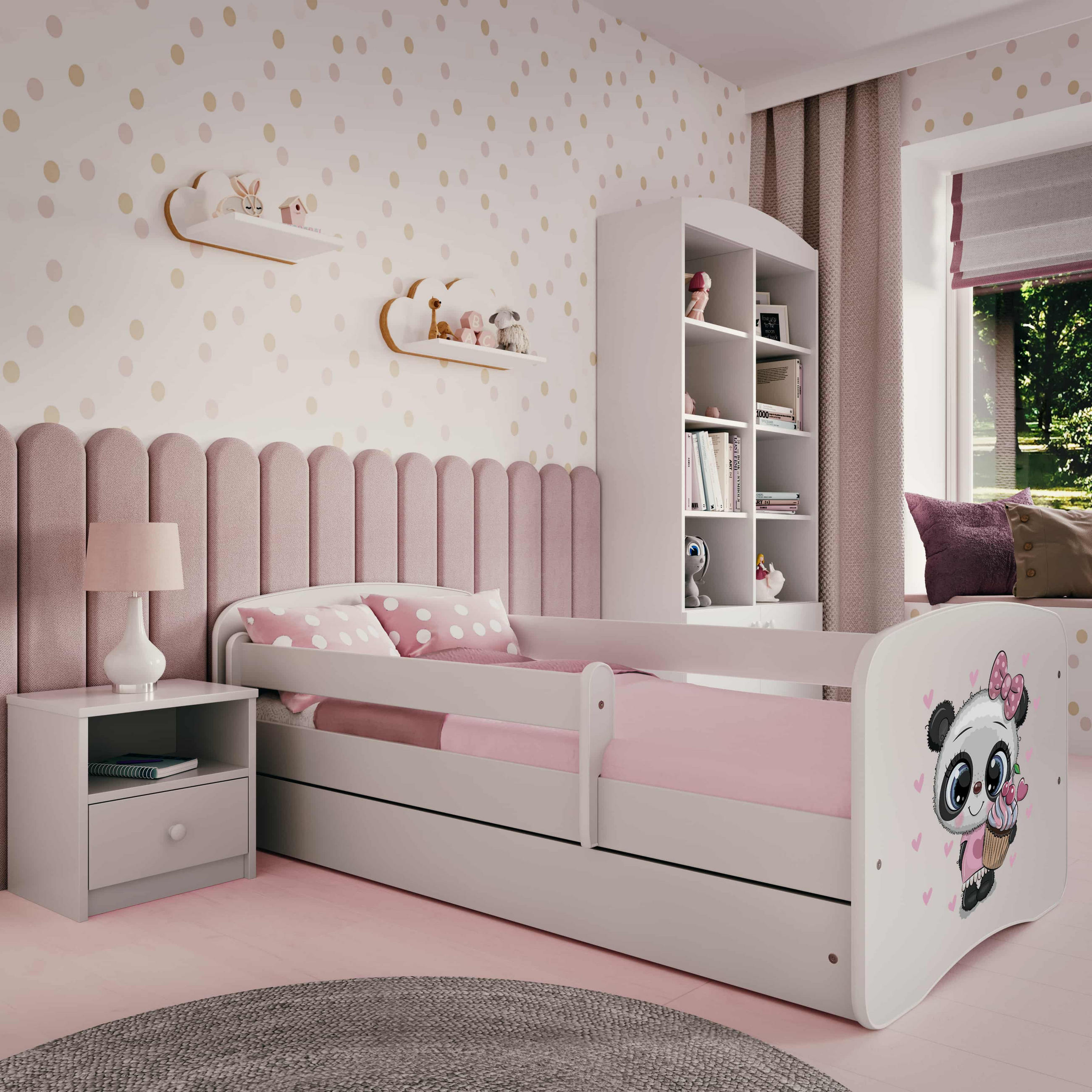 KINDERBETT Panda mit Schublade 180/80 90/61/184 - Weiß, Holzwerkstoff (90/180cm) - RAUMHIRSCH FURNITURE