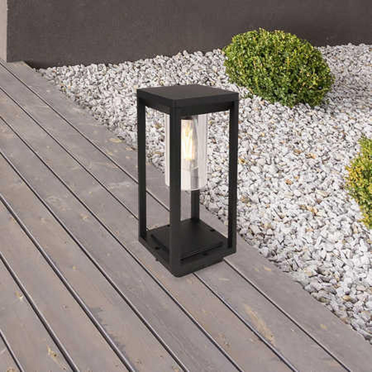 LED STEHLEUCHTE ALU Schwarz-matt Klar - Schwarz, Metall (15/15/35cm)