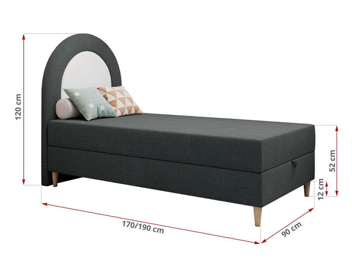 BOXBETT NEST 90/180 Dunkelgrau Struktur - H3 - Dunkelgrau, Holz/Textil (90/180cm) - MKS