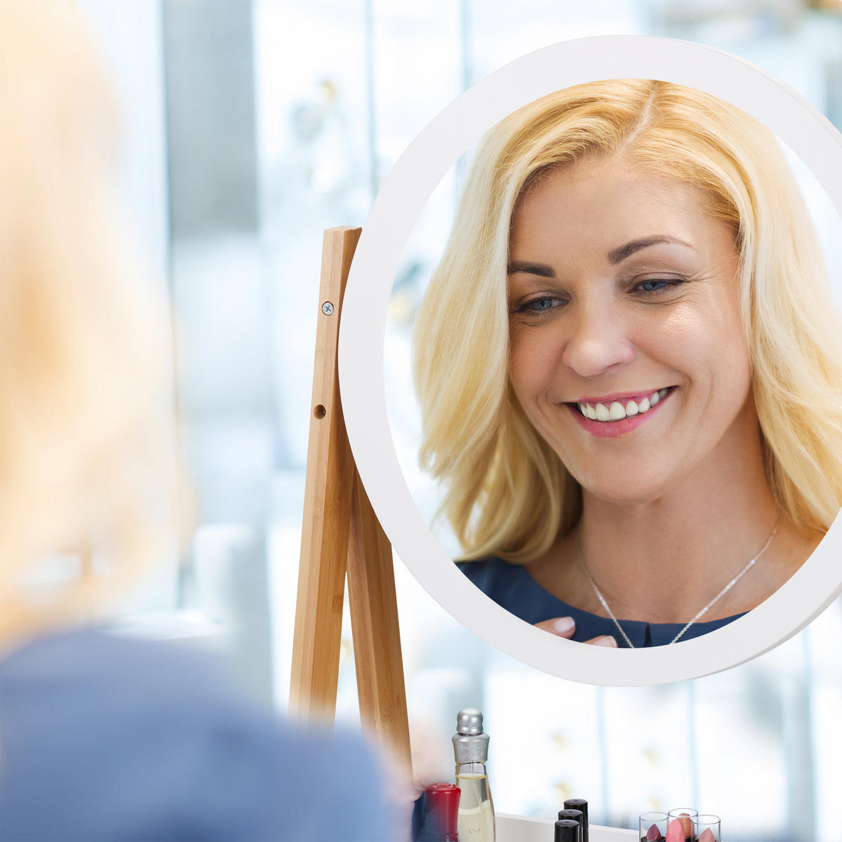 KOSMETIKSPIEGEL - Multicolor, Glas/Holz (43/57/22cm) - Relaxdays