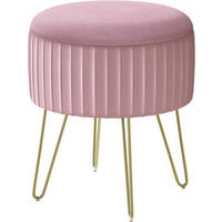 SITZHOCKER mit Stauraum, φ31,5xH37,5 cm, Rosa - Goldfarben/Rosa, Holzwerkstoff/Kunststoff (31.5/37.5/31.5cm) - Woltu