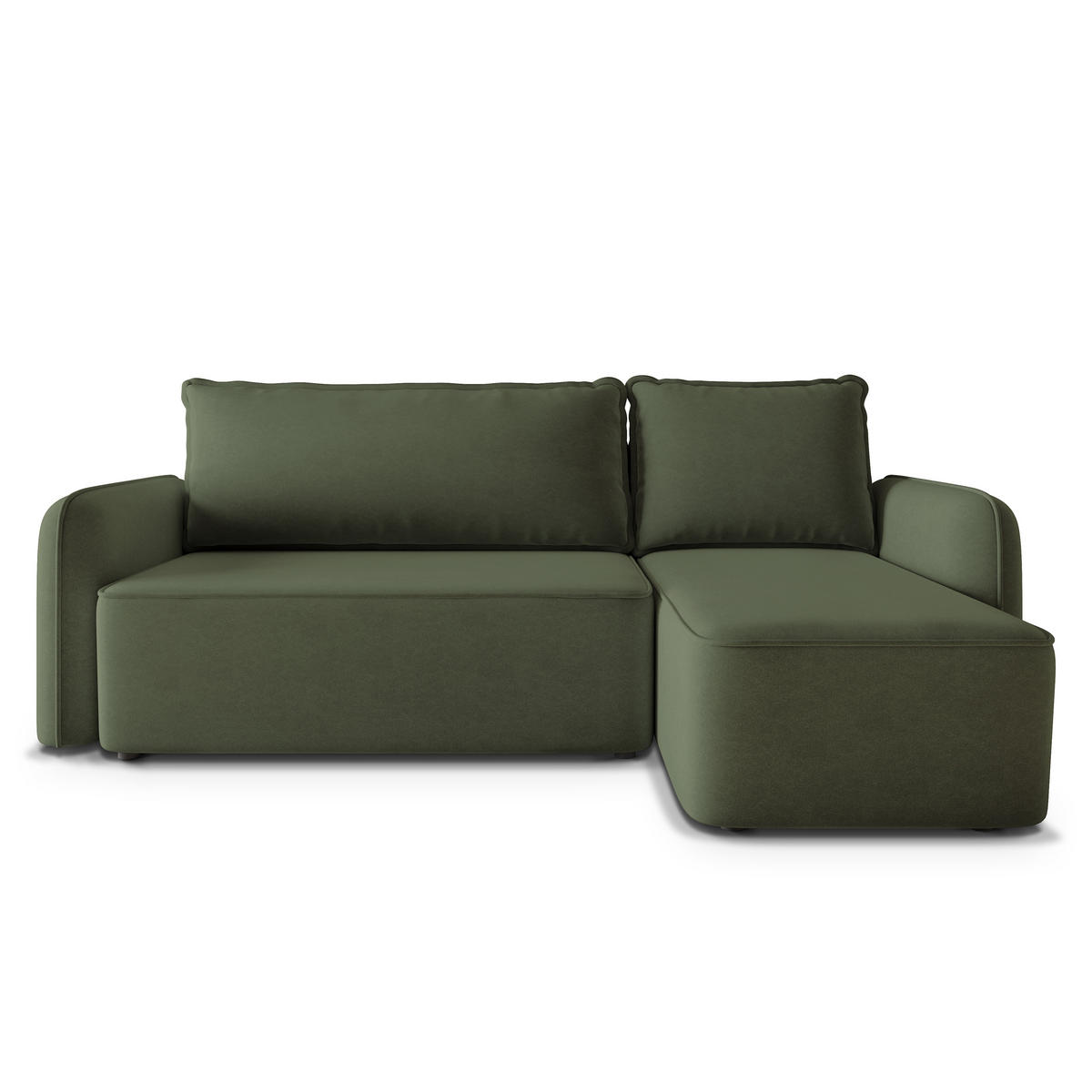 ECKSOFA DOLVER CL Olivgrün Samtstoff mit Schlaffunktion - Olivgrün, Holzwerkstoff/Textil (238/156cm) - MASSENO