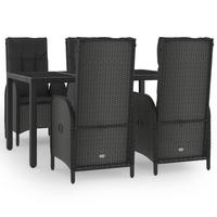 GARTEN-ESSGRUPPE 5Er Set Mit Kissen Schwarz Poly Rattan - Schwarz, Kunststoff - vidaXL