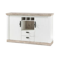 SIDEBOARD Pinie weiß, Oslo Pinie Landhaus, Kommode, 168 x 104 cm - Anthrazit/Weiß, Holzwerkstoff/Metall (168/104/44cm) - Furn.Design