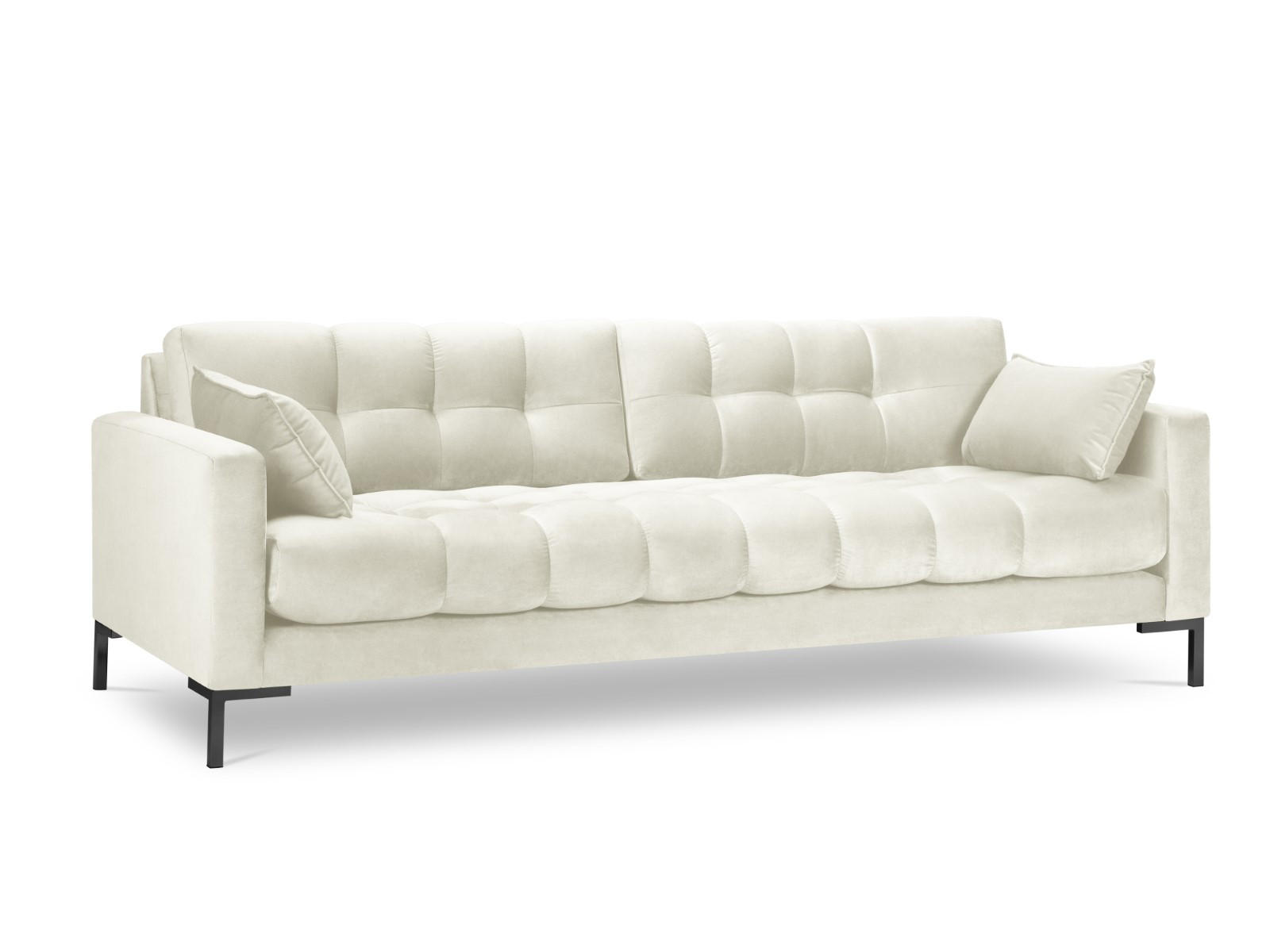 SOFA Mamaia aus Samt leichtes beige 4 Sitzplätze - Creme, Textil (92/75/217cm) - Micadoni