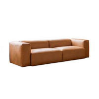 SOFA CELESTE Braun Leder - Dunkelbraun/Schwarz, Leder/Kunststoff (302/72/114cm) - KAWOLA