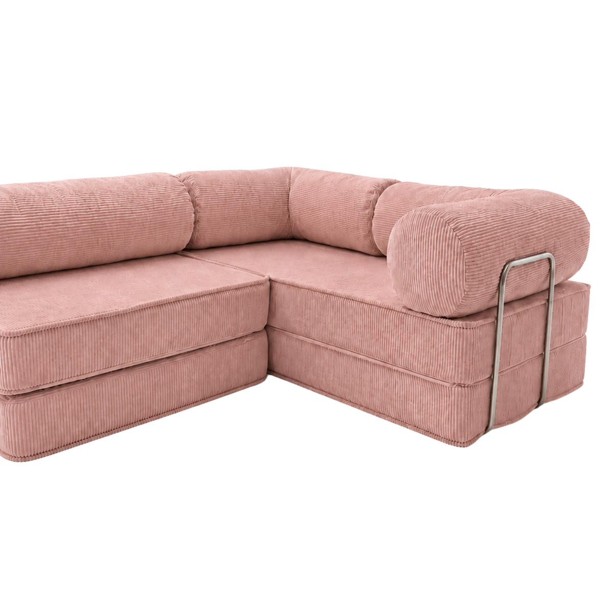ECKSOFA Cord 300 x 200 cm Rosa mit Schlaffunktion - Pink, Textil (300/200cm) - SURB