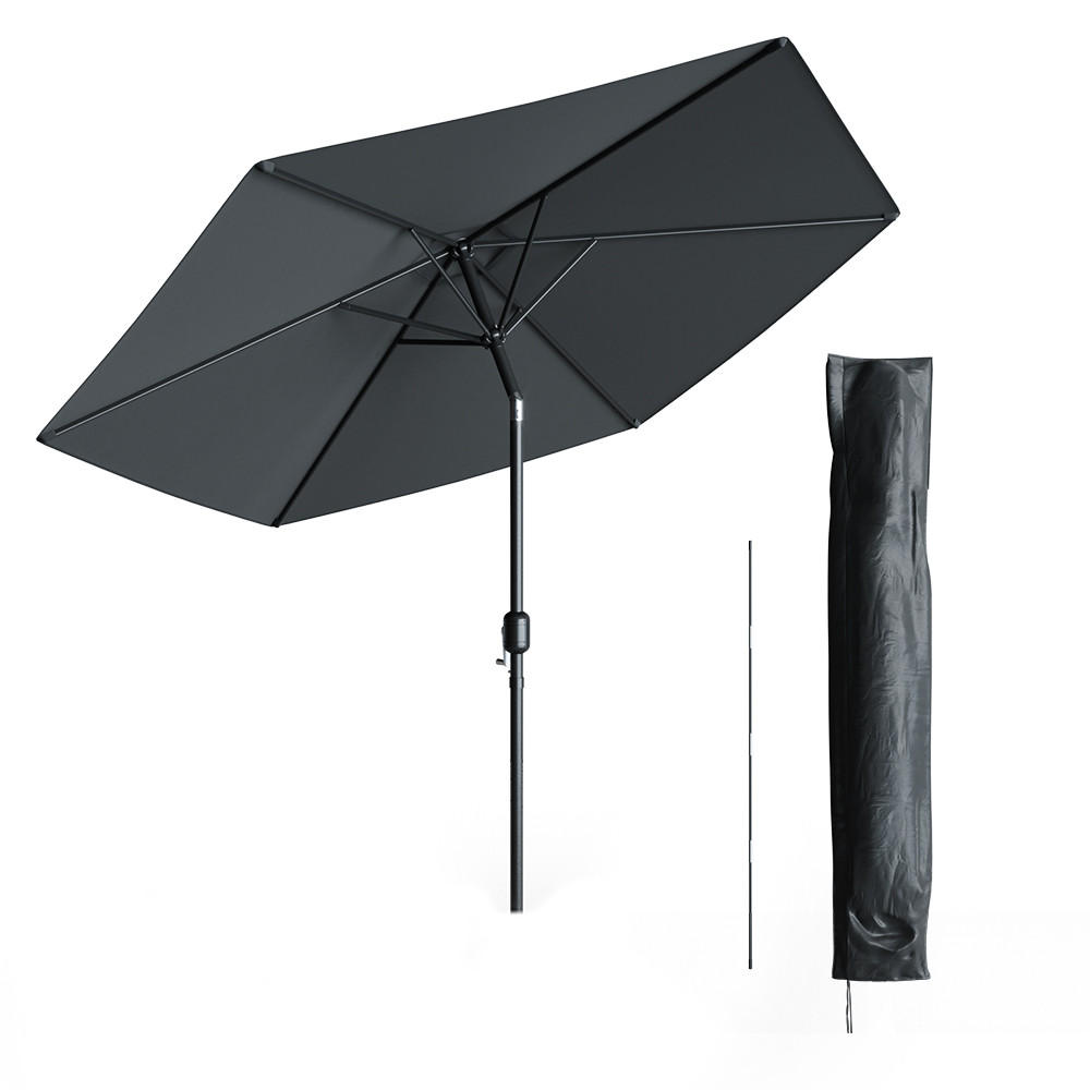 AMPELSCHIRM Anthrazit 270 cm mit Schutzhülle - Anthrazit, Metall (270/234cm) - OK-Living