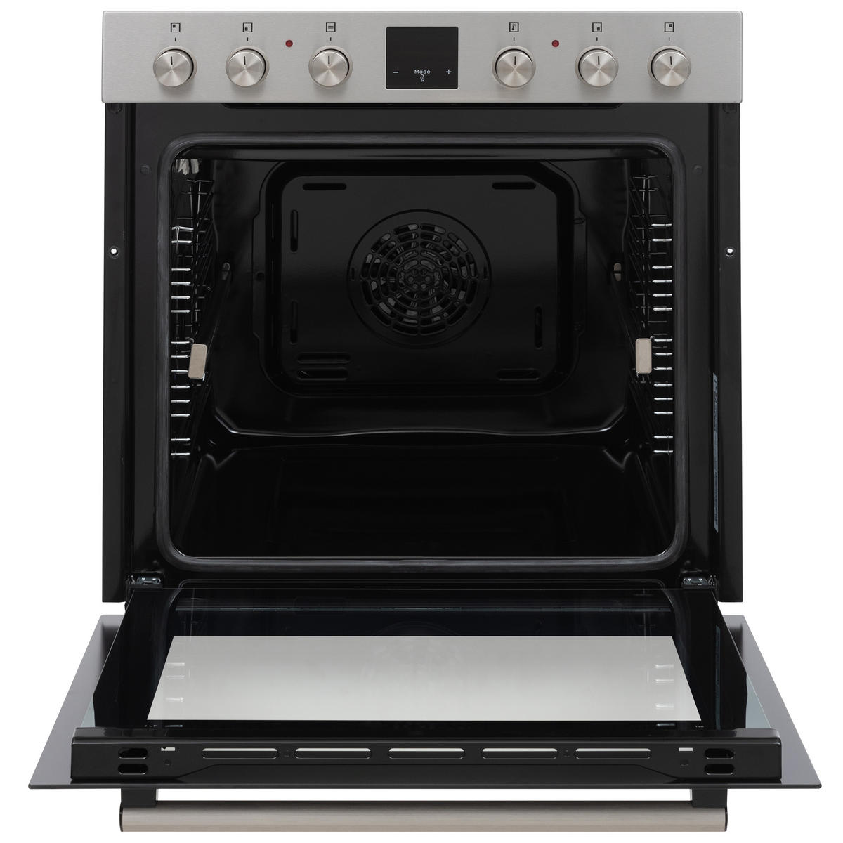 EINBAUHERD-SET, Backofen mit Ober-Unterhitze und Umluft, Glaskeramik-Kochfeld mit 4 Zonen, Teleskopauszug, 78 Liter, 60 cm, B-HS-75-C-I - Edelstahlfarben, Keramik/Metall (59.5/59.5/57cm) - Telefunken