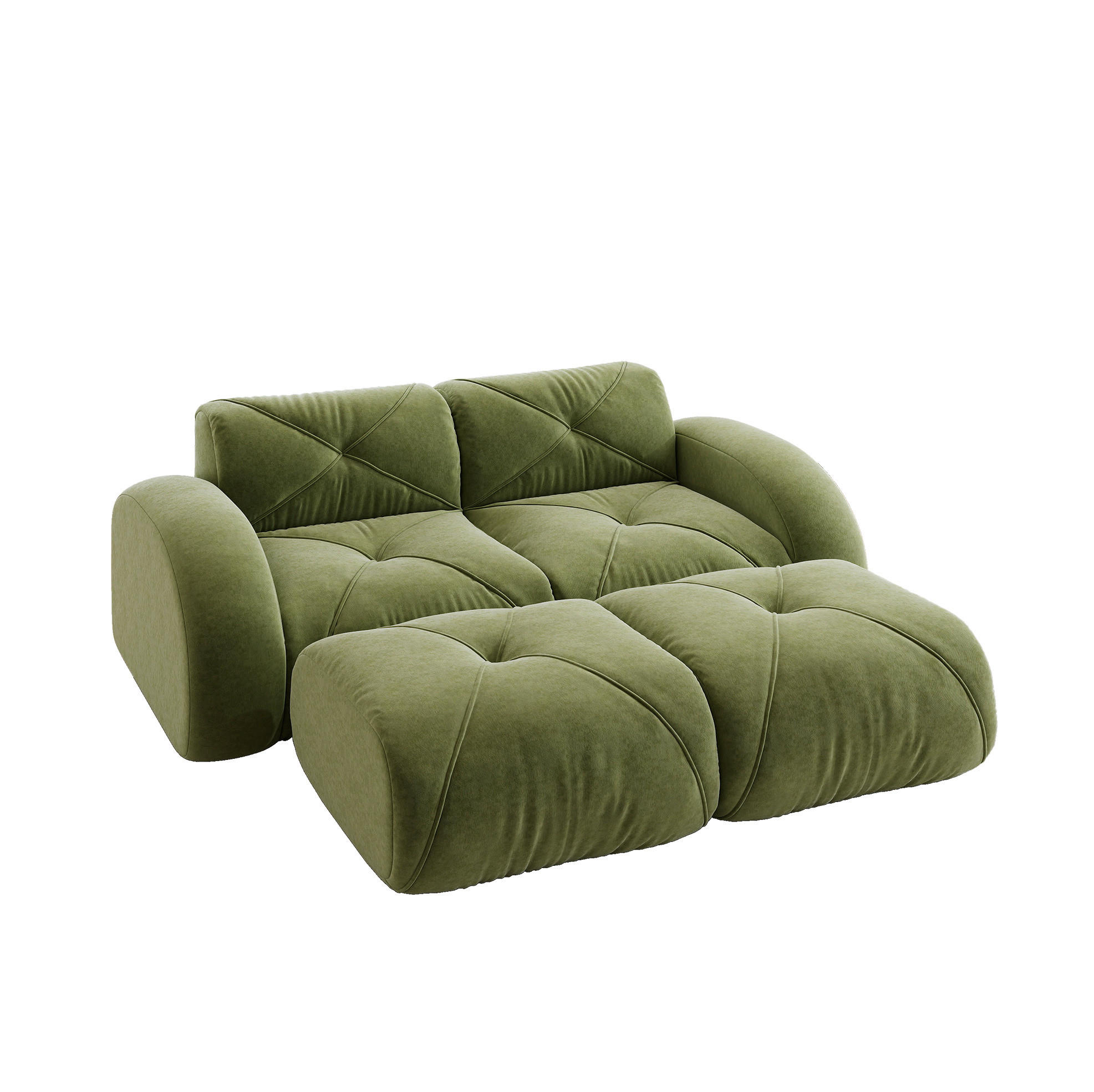 SOFA rahmenlos modular Chenille Green - Grün, Kunststoff (171/76/204.1cm) - Meubliv