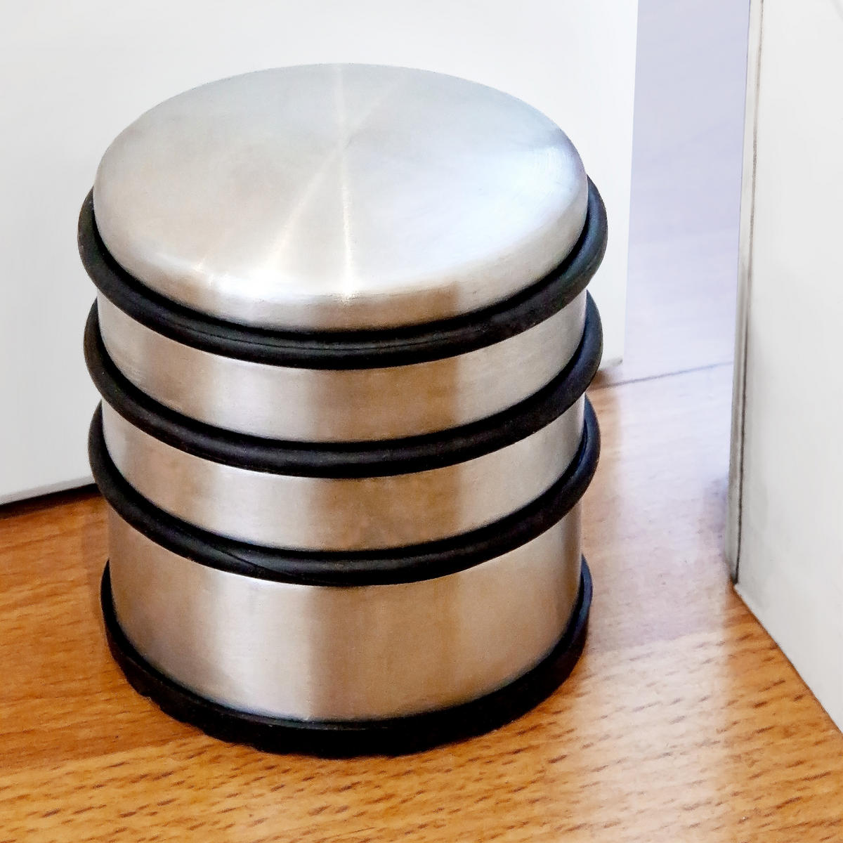 TÜRSTOPPER Silber Edelstahl rutschfest - Silberfarben, Kunststoff/Metall (7/7cm) - Relaxdays
