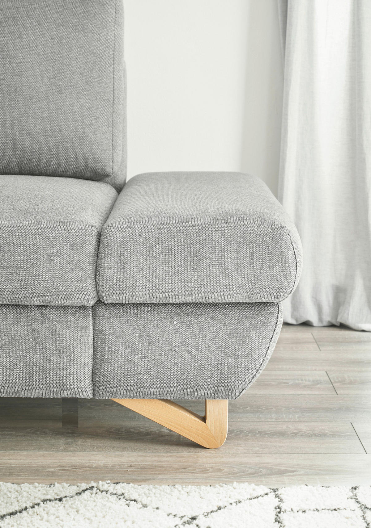 ECKSOFA hellgrau Struktur-Stoff, Wohnzimmer Sofa - Hellgrau, Holz/Textil (166/284cm) - Furn.Design