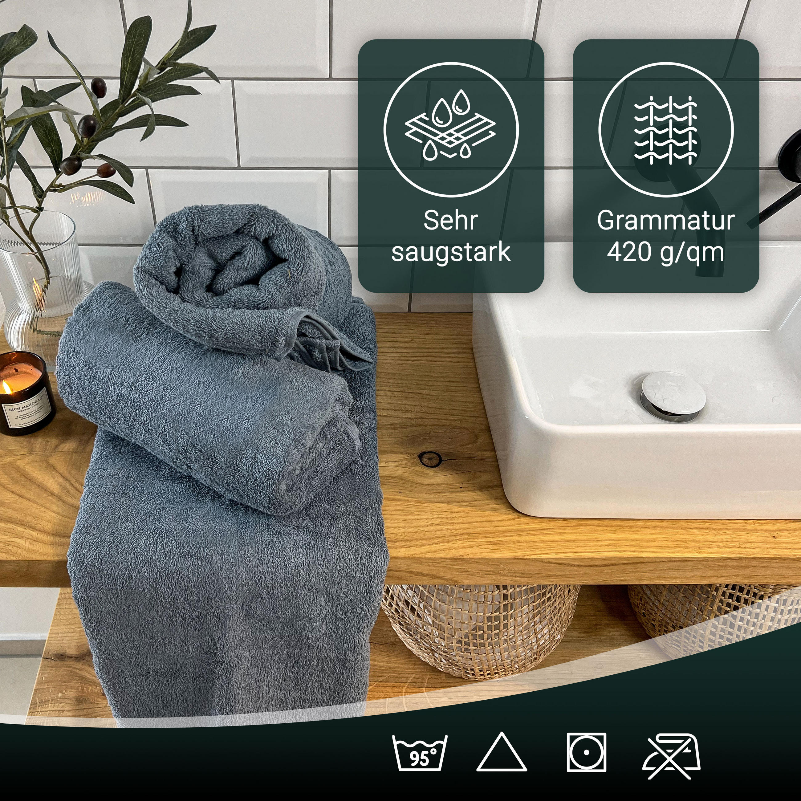 Thumbnail - Zollner Saunatuch,, Grau, Textil, 70x200 cm, Oeko-Tex® Standard 100, Freizeit, Wellness, Saunatücher