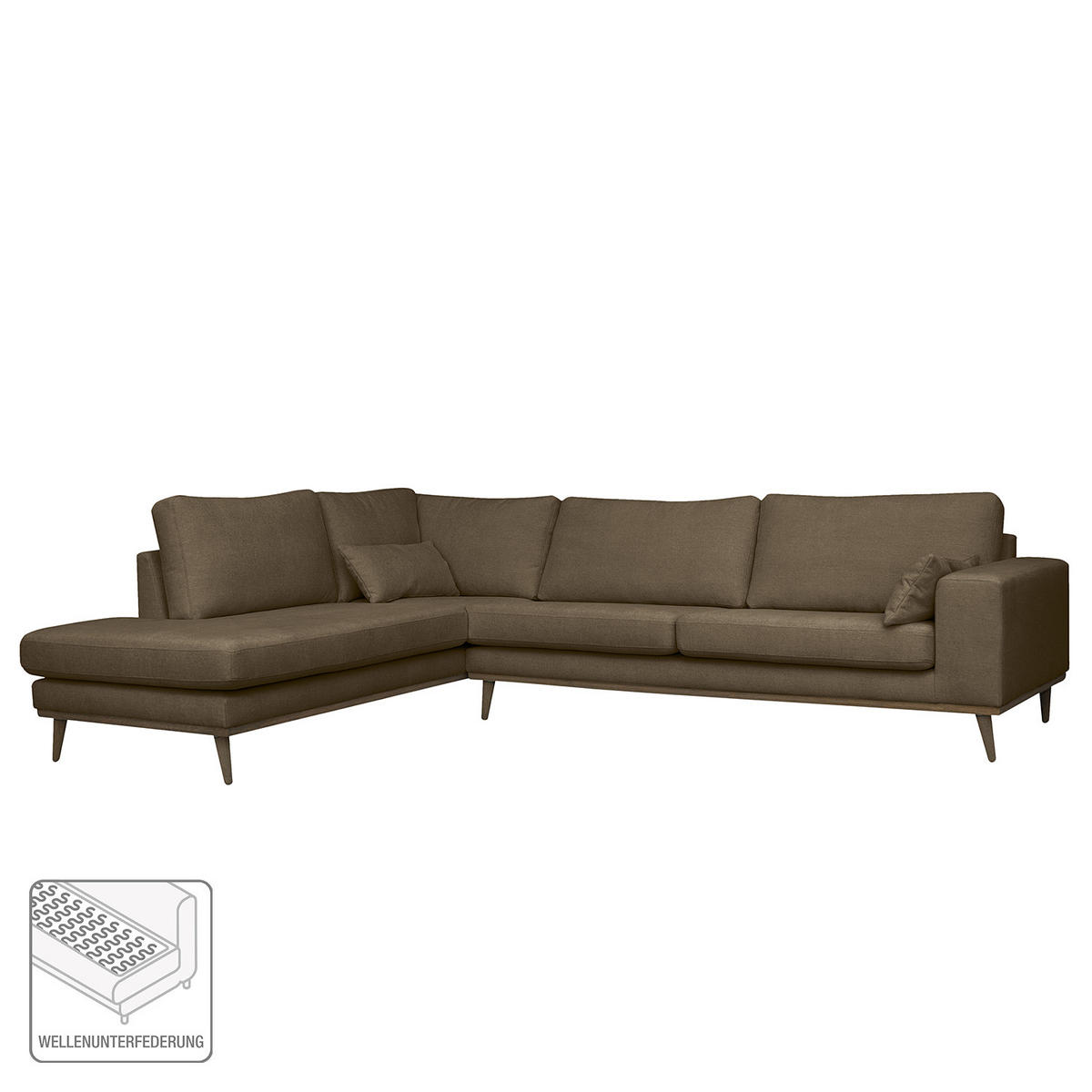 ECKSOFA mit Ottomane - Eichefarben/Beige, Textil (287/219cm) - home24