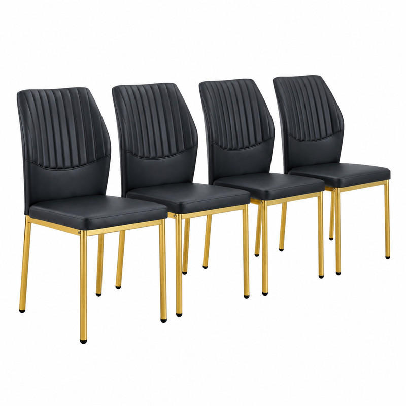 ESSZIMMERSTUHL 4er-Set PU Schwarz-Gold mit Metallbeinen - Goldfarben, Metall (42.6/93/43cm) - Meubliv