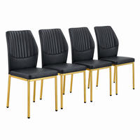 ESSZIMMERSTUHL 4er-Set PU Schwarz-Gold mit Metallbeinen - Goldfarben, Metall (42.6/93/43cm) - Meubliv