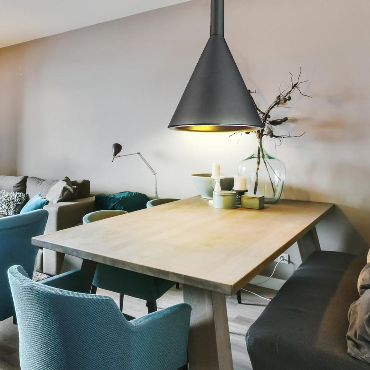 LED HÄNGELEUCHTE Schwarz Gold - Schwarz, Metall (16/35/108cm)