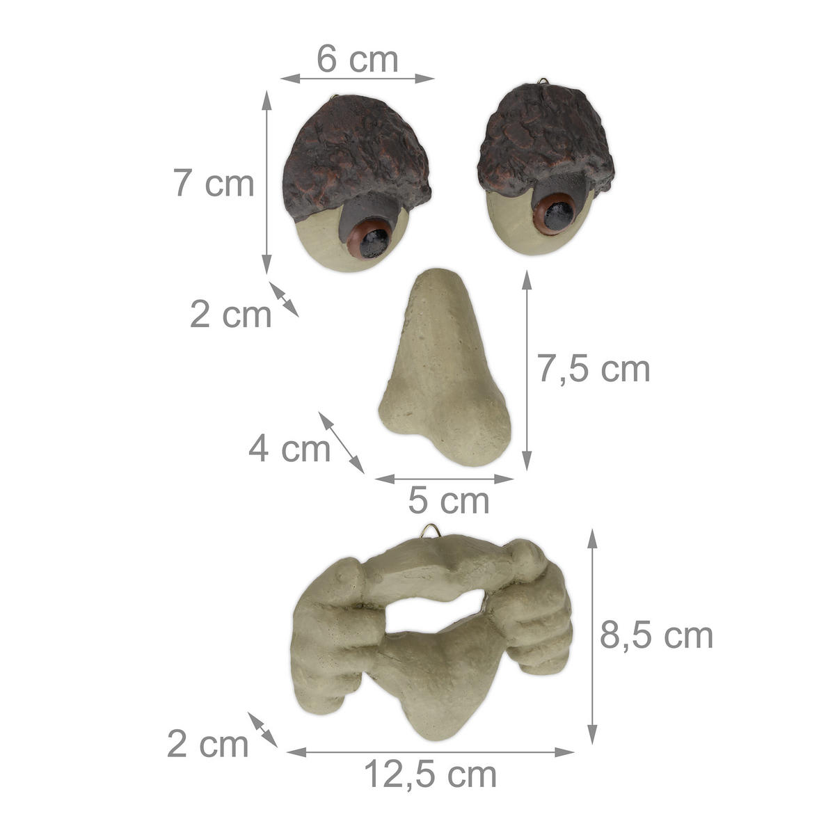 BAUMGESICHT - Beige, Kunststoff (2/12.5/8.5cm) - Relaxdays