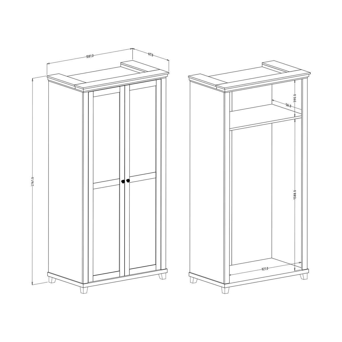 DREHTÜRENSCHRANK EVOLETTA 108/216/62 cm 2-türig Grün - Grün, Holzwerkstoff (108/216/62cm) - MASSENO