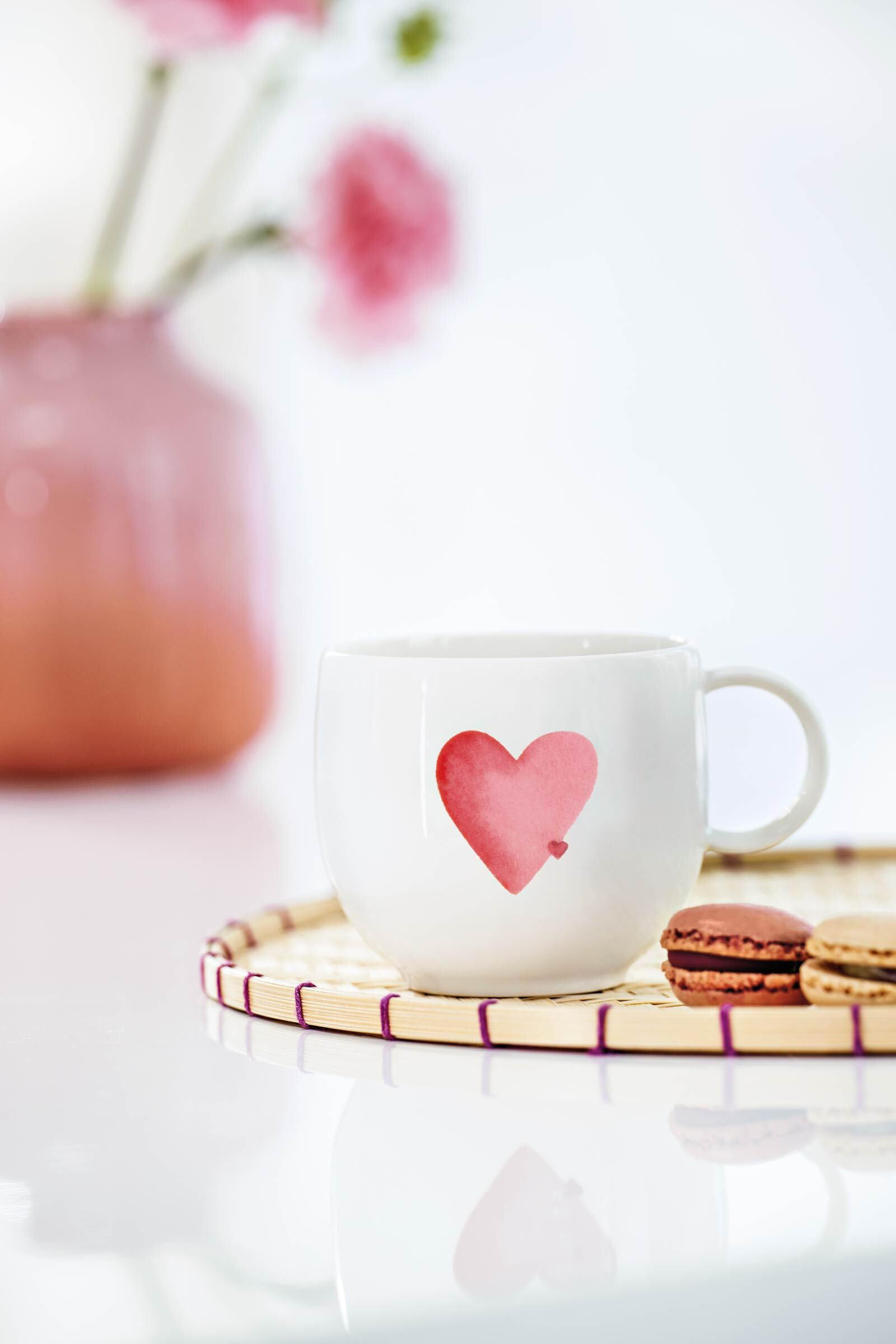 HENKELBECHER SENDING LOVE With Love weiß-rot 290 ml 6er Set - Rot/Weiß, Keramik (0.29L) - Villeroy & Boch