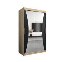 SCHWEBETÜRENSCHRANK 200/120/62 2-türig - Silberfarben/Schwarz, Holz/Kunststoff (120/200/62cm) - Abiks Möbel